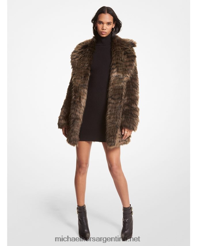 mujer aceituna abrigo de piel sintética con estampado de tigre Michael Kors T46HB0307