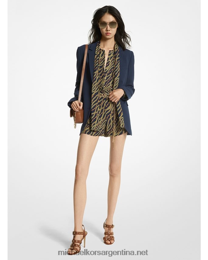 mujer azul medianoche blazer boyfriend de crepé Michael Kors T46HB0197