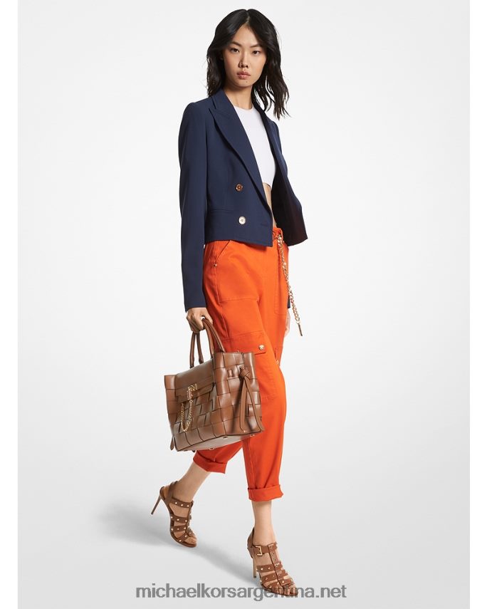 mujer azul medianoche blazer corto de crepé Michael Kors T46HB0222