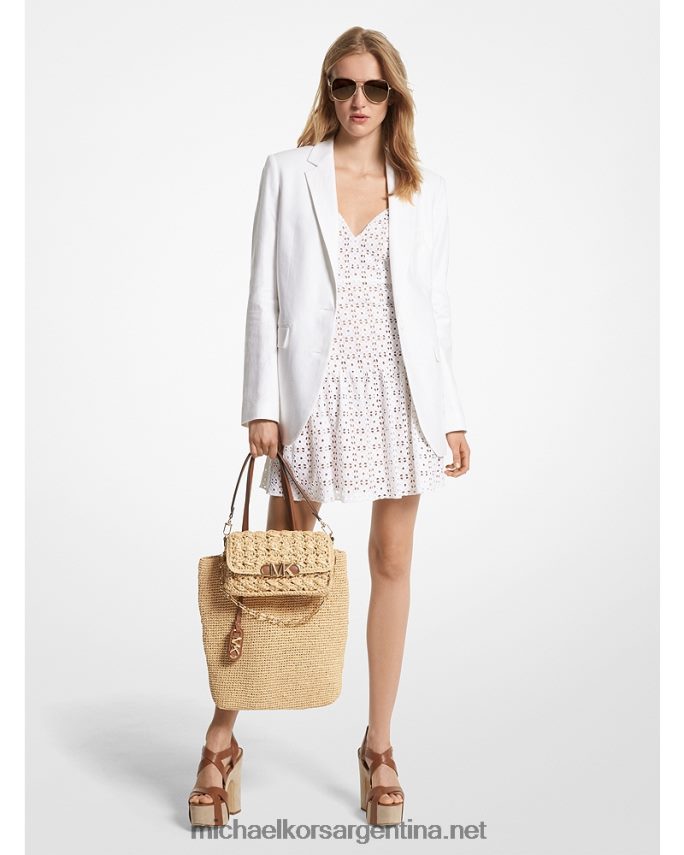 mujer blanco blazer boyfriend de mezcla de lino Michael Kors T46HB0227