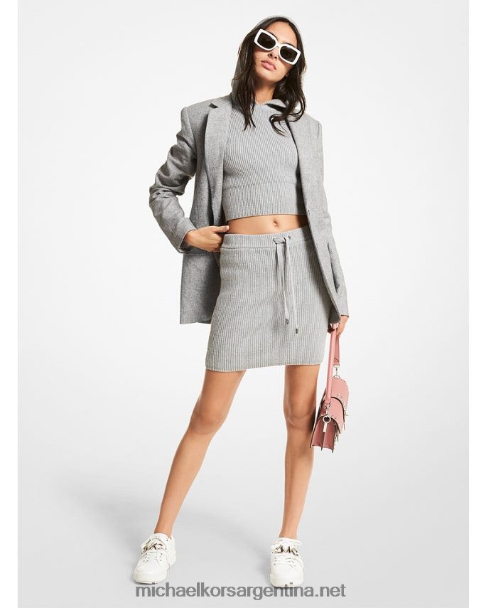 mujer blanco negro blazer boyfriend de mezcla de lino Michael Kors T46HB0322