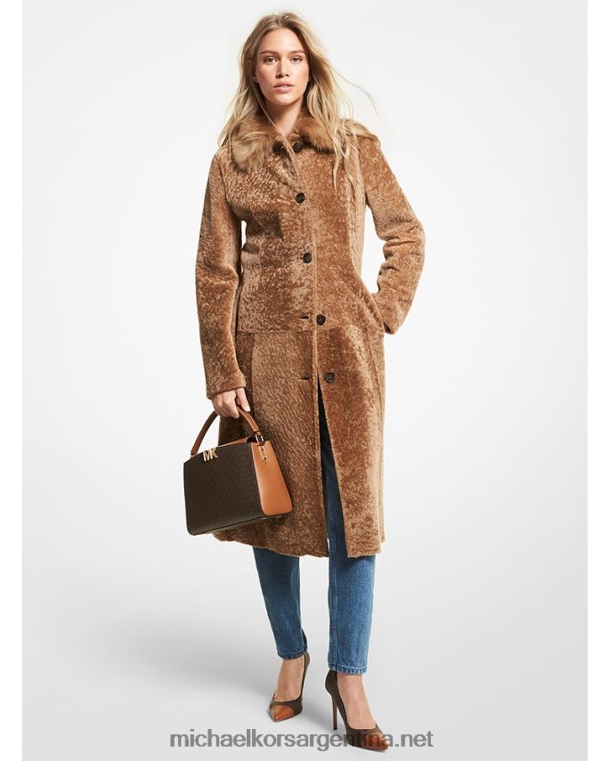 mujer camello abrigo de piel de oveja Michael Kors T46HB0327