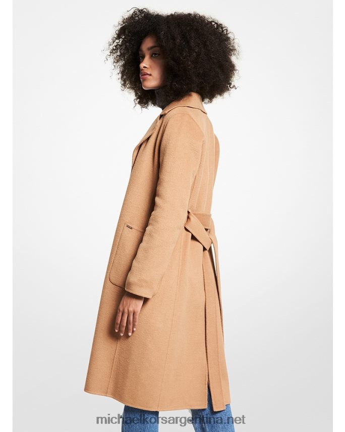 mujer camello oscuro abrigo cruzado de mezcla de lana Michael Kors T46HB0264