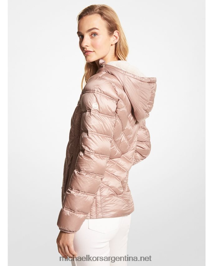 mujer champán chamarra plegable de nailon con capucha Michael Kors T46HB0233