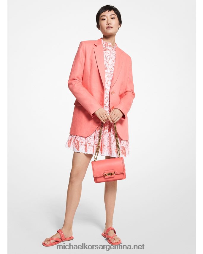 mujer coral flamenco blazer boyfriend de lino lavado Michael Kors T46HB0324