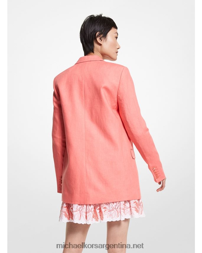 mujer coral flamenco blazer boyfriend de lino lavado Michael Kors T46HB0324