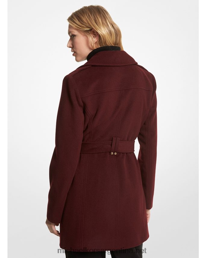 mujer merlot abrigo de mezcla de lana con cinturón Michael Kors T46HB0263