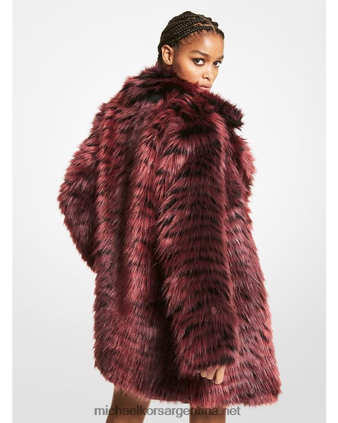 mujer merlot abrigo de piel sintética con estampado de tigre Michael Kors T46HB0305