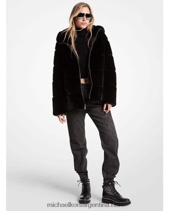 mujer negro abrigo capitonado con capucha Michael Kors T46HB0338