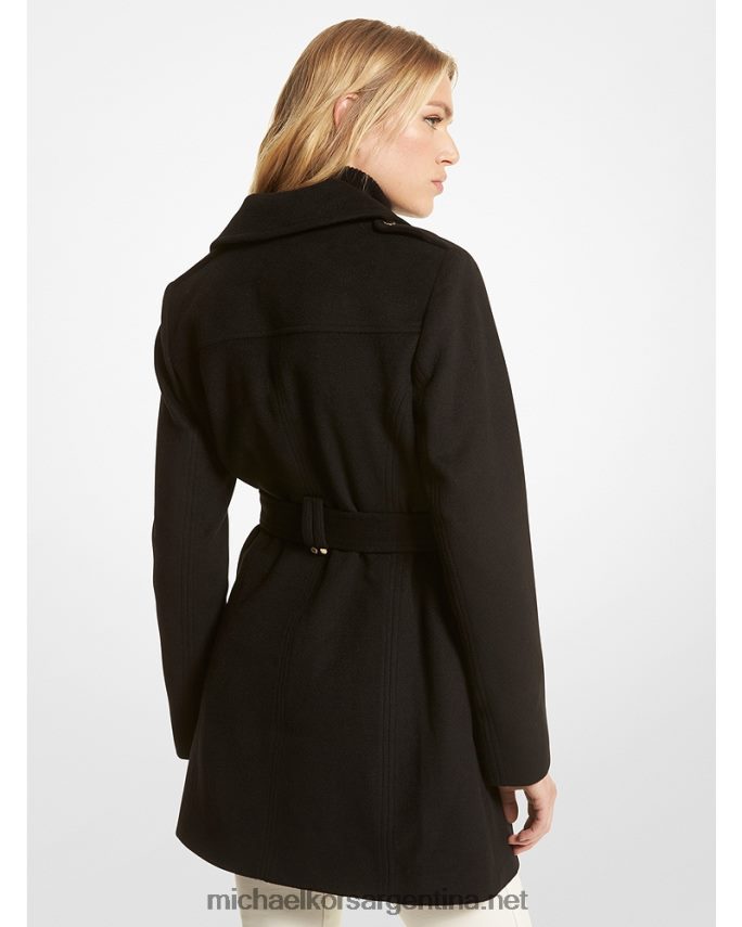 mujer negro abrigo de mezcla de lana con cinturón Michael Kors T46HB0265