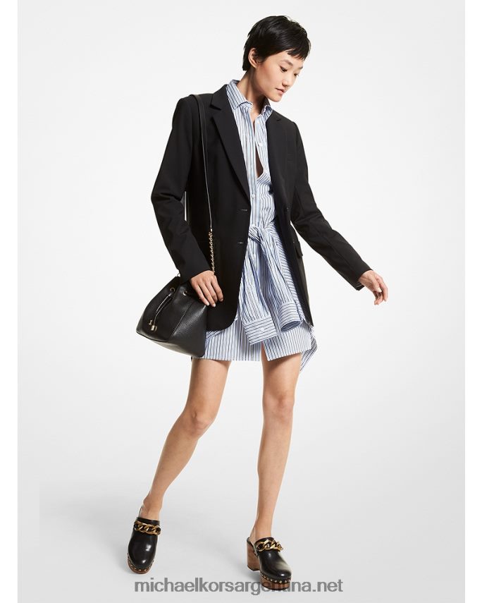 mujer negro blazer boyfriend de lana elástica Michael Kors T46HB0223