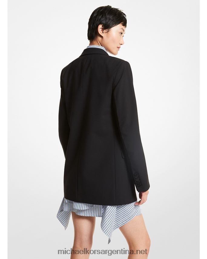 mujer negro blazer boyfriend de lana elástica Michael Kors T46HB0223