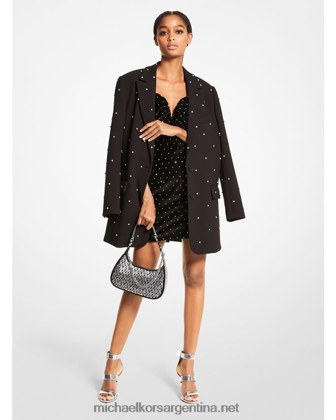 mujer negro blazer de crepé con detalles Michael Kors T46HB0313