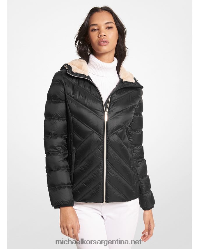 mujer negro chamarra plegable de nailon con capucha Michael Kors T46HB0236