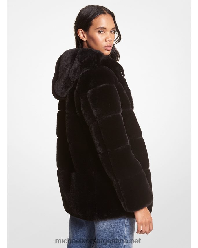 mujer negro chaqueta acolchada con pelo sintético Michael Kors T46HB0241