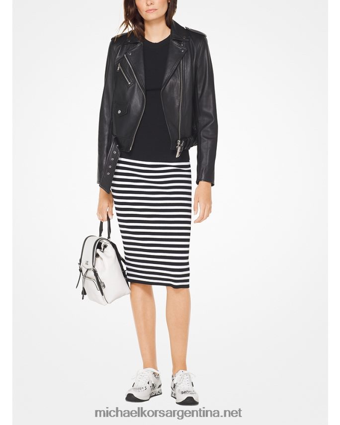 mujer negro chaqueta motera de cuero Michael Kors T46HB0272