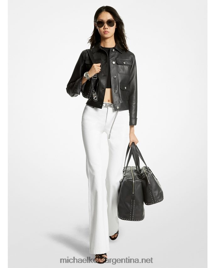 mujer negro chaqueta utilitaria de cuero Michael Kors T46HB0220