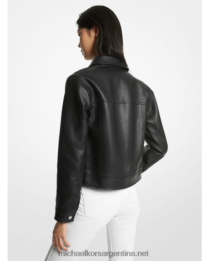 mujer negro chaqueta utilitaria de cuero Michael Kors T46HB0220