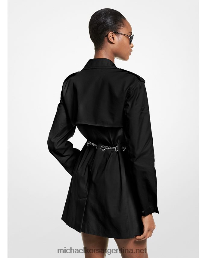 mujer negro gabardina con ribete de cadena Michael Kors T46HB0351