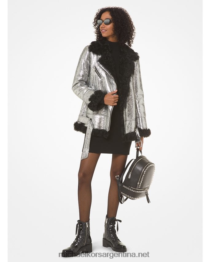 mujer negro/plata abrigo de borrego metalizado Michael Kors T46HB0365