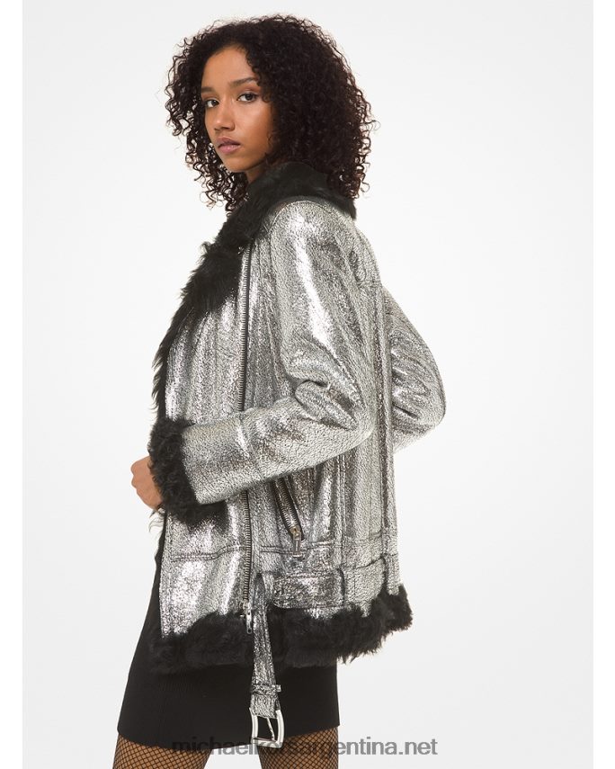 mujer negro/plata abrigo de borrego metalizado Michael Kors T46HB0365