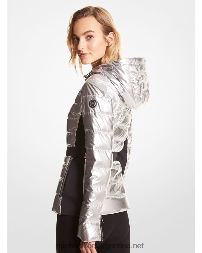 mujer plata chamarra acolchada metalizada con cinturón Michael Kors T46HB0356