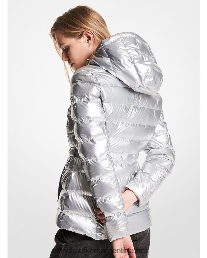 mujer plata chamarra acolchada plegable de nailon Michael Kors T46HB0362