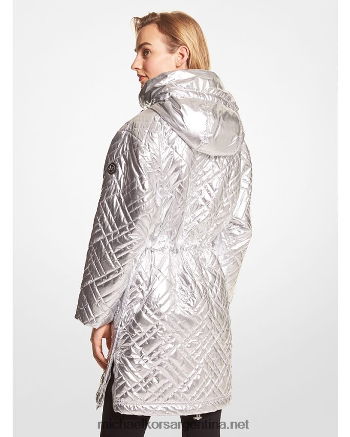 mujer plata chamarra capitonada acolchada metalizada cire Michael Kors T46HB0353
