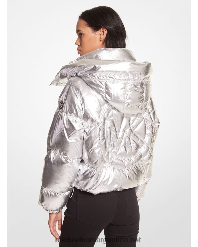 mujer plata chaqueta acolchada cire metalizada Michael Kors T46HB0358