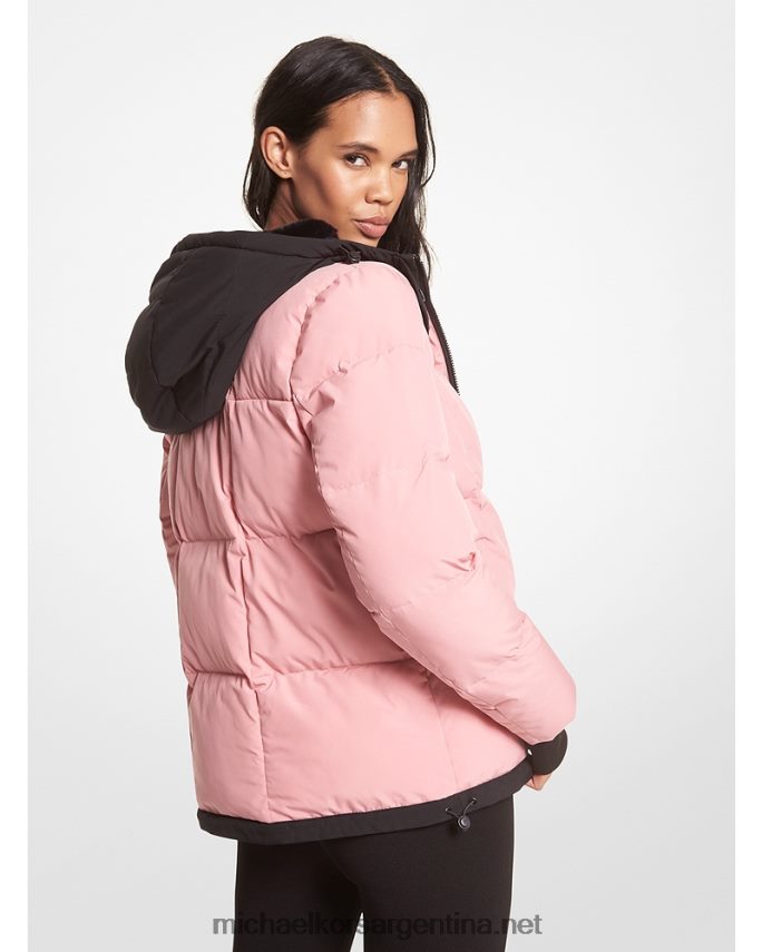 mujer rosa real chamarra capitonada con ribete de piel sintética Michael Kors T46HB0285