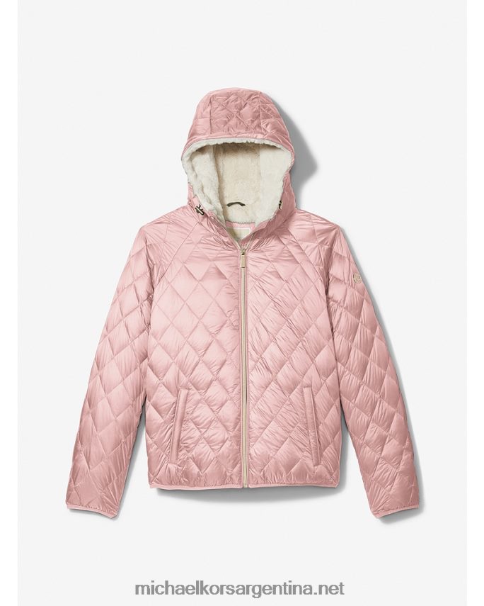mujer rubor en polvo chamarra acolchada de nailon con forro de piel de oveja sintética Michael Kors T46HB0349