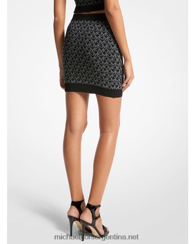mujer blanco negro minifalda con logo en jacquard Michael Kors T46HB0593