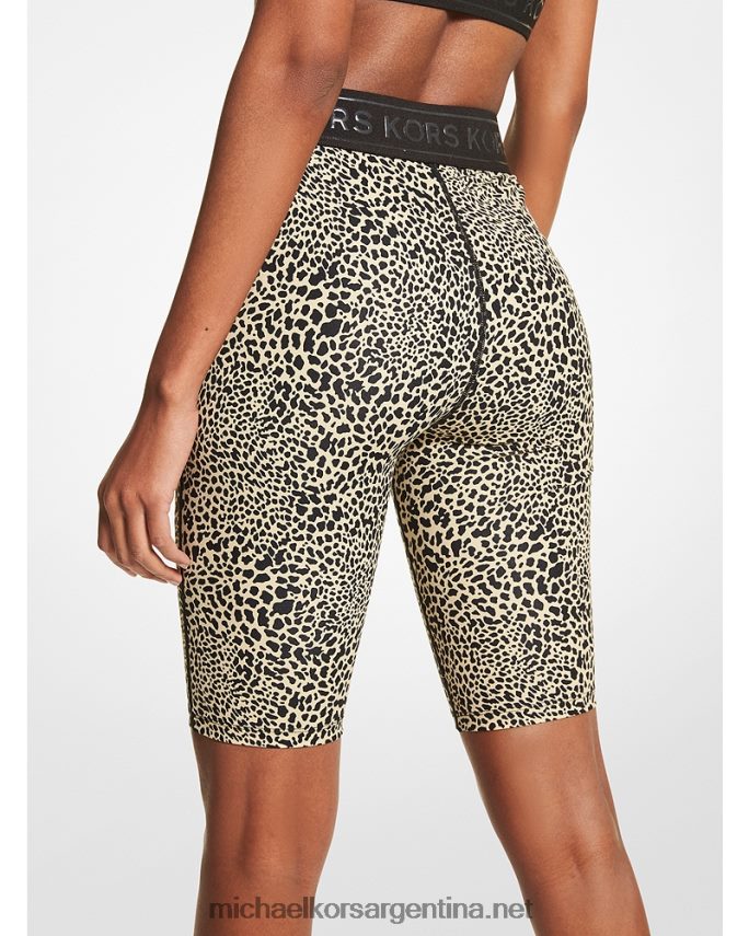 mujer caqui shorts ciclistas de nailon elástico con estampado gráfico animal Michael Kors T46HB0599