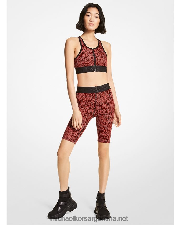 mujer carmesí shorts ciclistas de nailon elástico con estampado gráfico animal Michael Kors T46HB0598