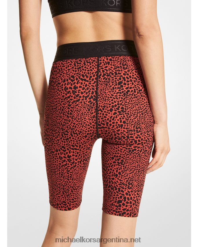 mujer carmesí shorts ciclistas de nailon elástico con estampado gráfico animal Michael Kors T46HB0598