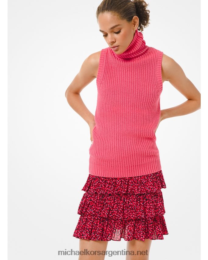 mujer combo negro falda con volantes a capas de viscosa elástica con pétalos Michael Kors T46HB0627