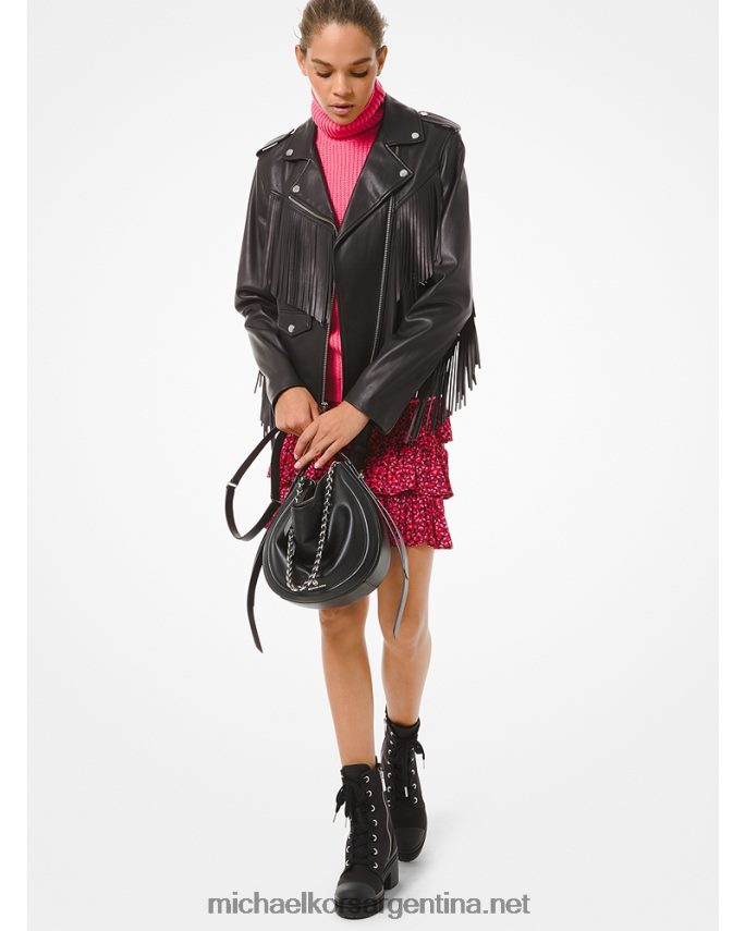 mujer combo negro falda con volantes a capas de viscosa elástica con pétalos Michael Kors T46HB0627