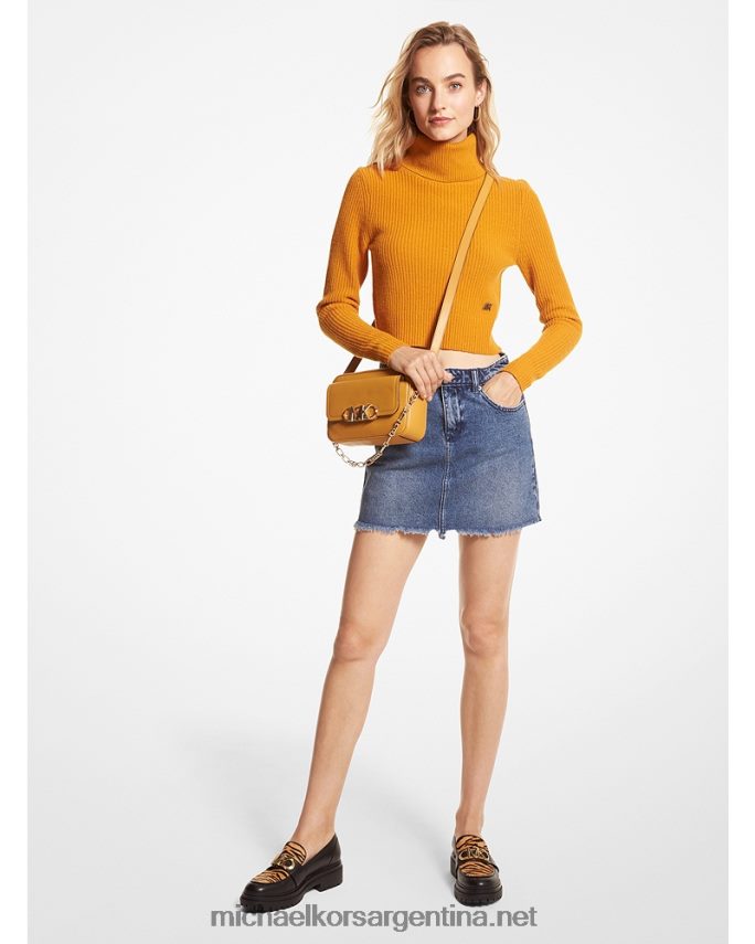 mujer lavado azul anochecer minifalda de mezclilla deshilachada Michael Kors T46HB0596