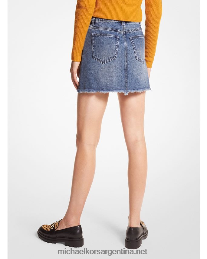 mujer lavado azul anochecer minifalda de mezclilla deshilachada Michael Kors T46HB0596