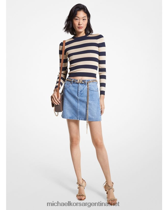 mujer lavado azul ángel minifalda de mezclilla con cinturón Michael Kors T46HB0582