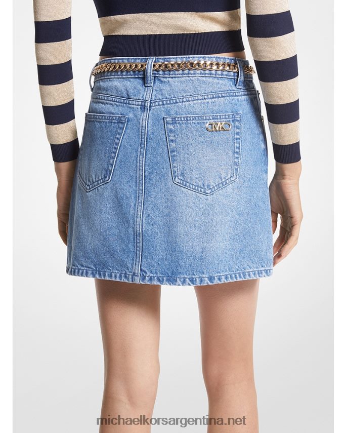 mujer lavado azul ángel minifalda de mezclilla con cinturón Michael Kors T46HB0582