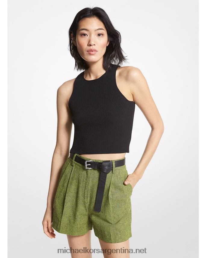 mujer limonada brt shorts plisados ​​de mezcla de lino Michael Kors T46HB0590