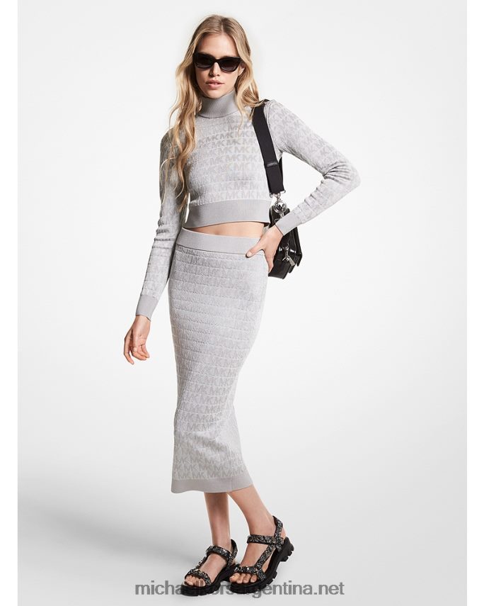 mujer níquel falda tubo con logo metalizado en jacquard Michael Kors T46HB0612