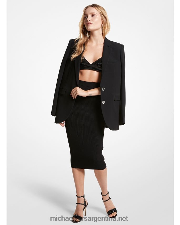 mujer negro falda de tubo de canalé de viscosa elástica Michael Kors T46HB0604