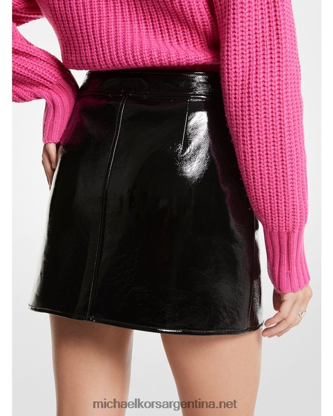 mujer negro falda efecto charol arrugado Michael Kors T46HB0594