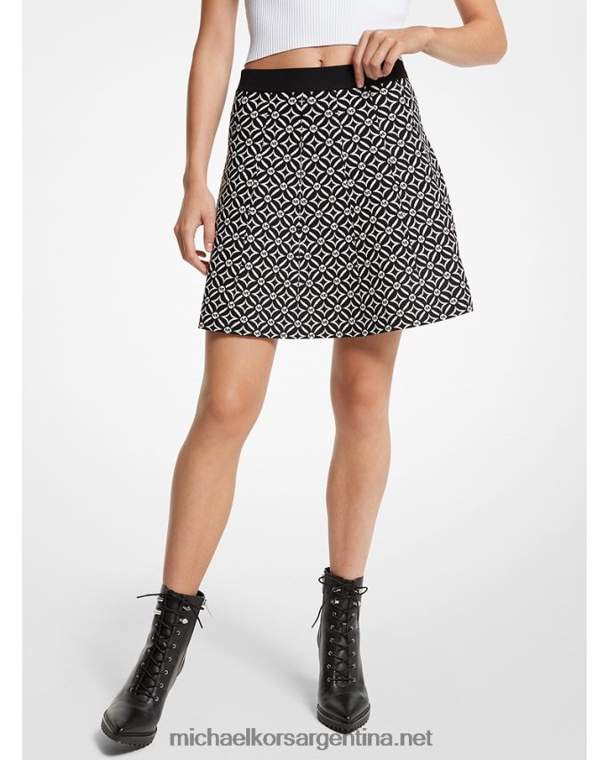 mujer negro/hueso falda acampanada con logo en jacquard Michael Kors T46HB0600
