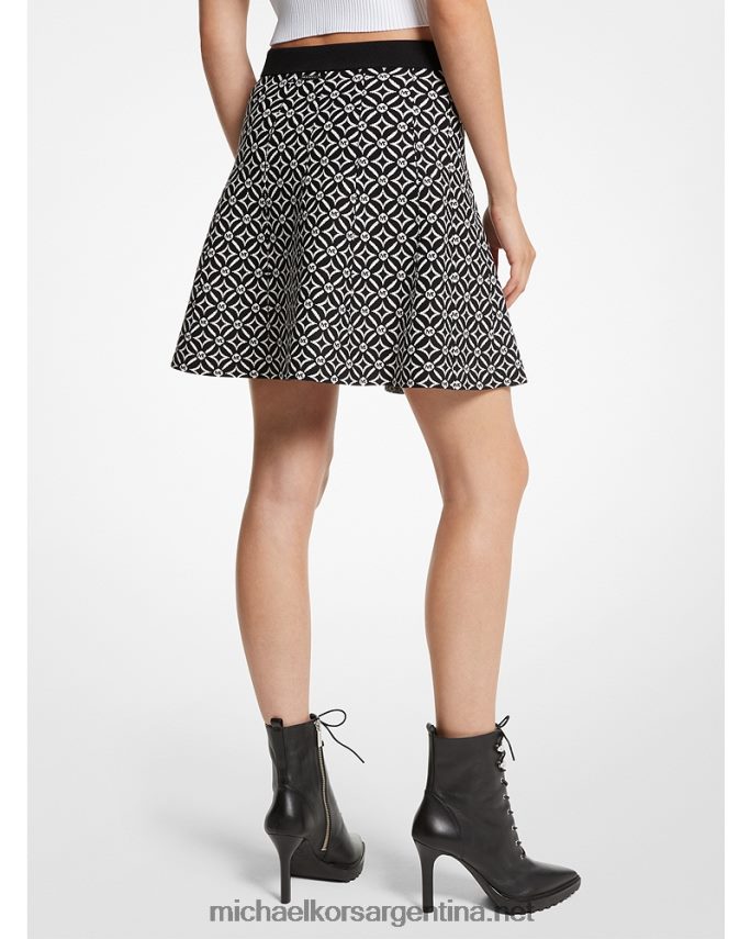 mujer negro/hueso falda acampanada con logo en jacquard Michael Kors T46HB0600