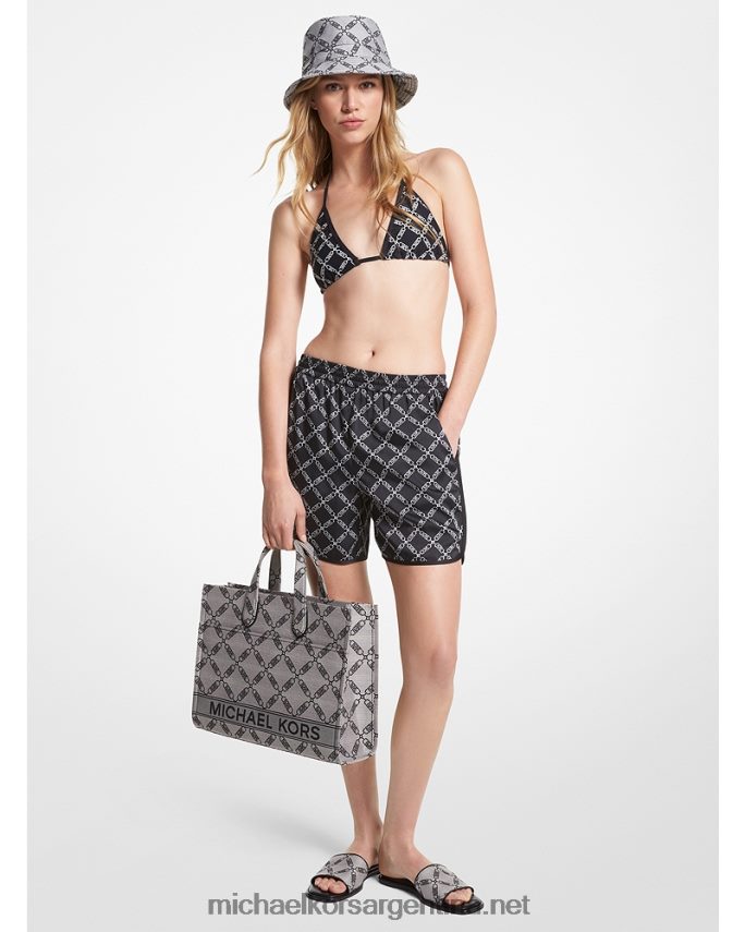 mujer negro/hueso shorts de satén con logo estampado Empire Michael Kors T46HB0586