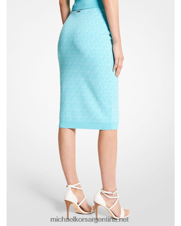 mujer turquesa falda tubo con logo en jacquard Michael Kors T46HB0609