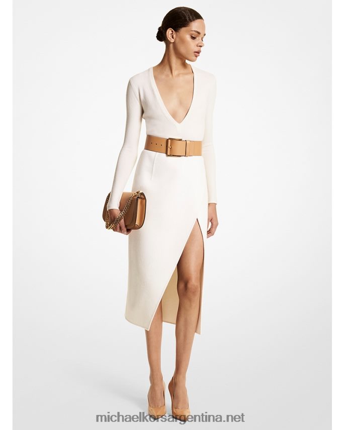 unisexo blanco falda de tijera cashgora de doble cara de la colección Michael Kors T46HB03619